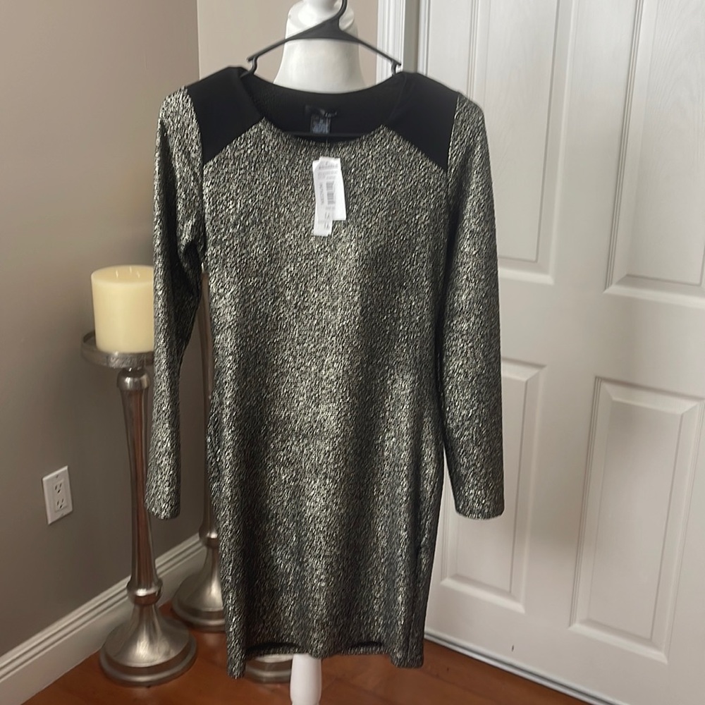 AQUA Black/Gold BODY CON DRESS